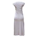 BEIGE ROUCHED DETAIL COLUMN DRESS Nawao.com