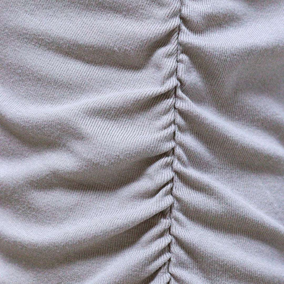 BEIGE ROUCHED DETAIL COLUMN DRESS Nawao.com