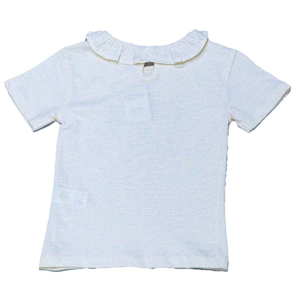 Beige S S Placement Floral Sequiens Work T Shirt Nawao.com