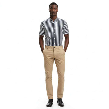 Beige Satin Slim Chino Nawao.com