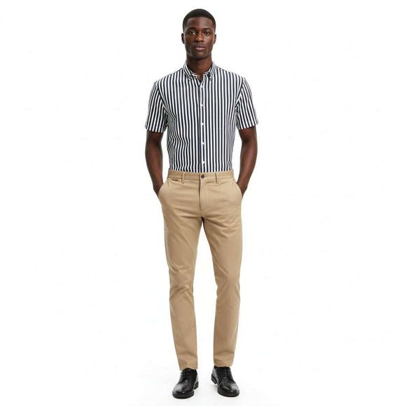 Beige Satin Slim Chino Nawao.com