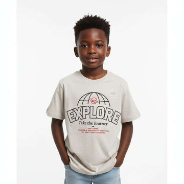 Beige Short Sleeve Graphic Tee Beige Nawao.com