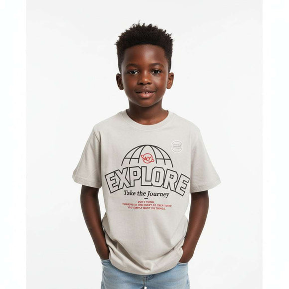 Beige Short Sleeve Graphic Tee Beige Nawao.com