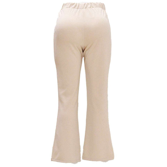Beige Slit Detaied Elasticated Waist Nawao.com