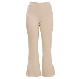 Beige Slit Detaied Elasticated Waist Nawao.com