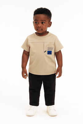 Beige Soft Feel Loose Fit T Shirt Nawao.com