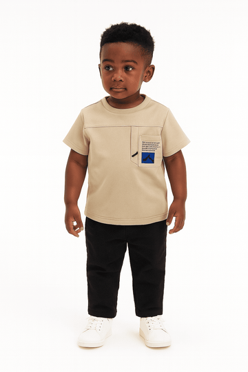 Beige Soft Feel Loose Fit T Shirt Nawao.com
