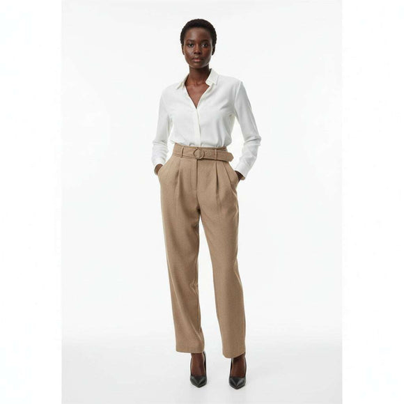 Beige Solid Pant Nawao.com