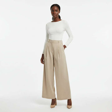 Beige Straight Fit Trouser Nawao.com