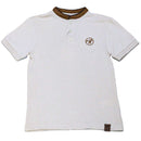 Beige Suede Collar Polo With Embrodiery Nawao.com