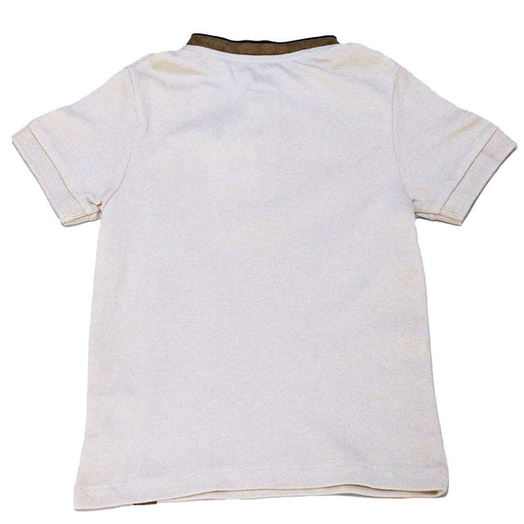 Beige Suede Mandarin Collar Short Sleeve Polo Nawao.com