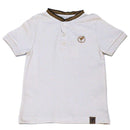 Beige Suede Mandarin Collar Short Sleeve Polo Nawao.com