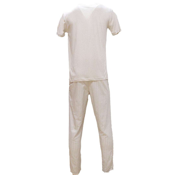Beige T Shirt And Stripes Pyjama Set Beige Xx Nawao.com