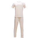 Beige T Shirt And Stripes Pyjama Set Beige Xx Nawao.com