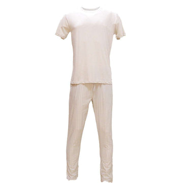 Beige T Shirt And Stripes Pyjama Set Beige Xx Nawao.com