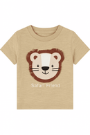 Beige Tiger Applique Tshirt Nawao.com
