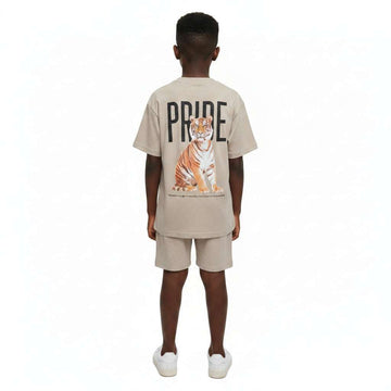 Beige Tiger Pride Oversize Casual Set Beige Nawao.com