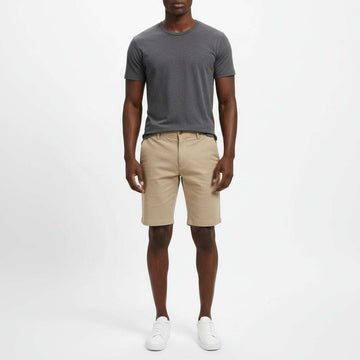 Beige Twill Regular Waist Short Nawao.com