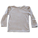 Beige Velour Puff Full Sleeve  Blouse Nawao.com