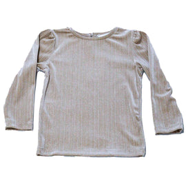 Beige Velour Puff Full Sleeve  Blouse Nawao.com