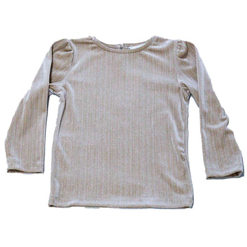 Beige Velour Puff Full Sleeve  Blouse Nawao.com