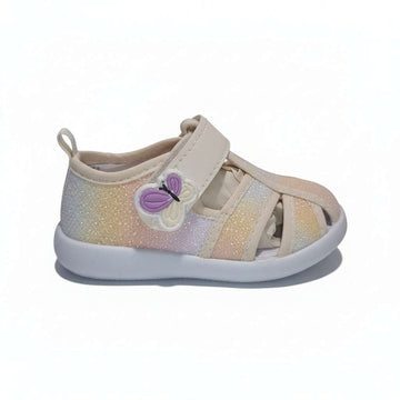 Beige Velro Strap Sandal Beige Nawao.com