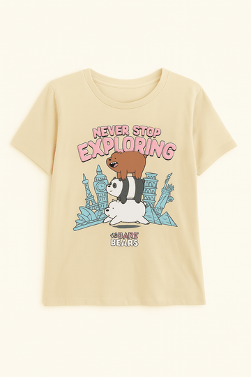Beige We Bare Bears Printed T Shirt Beige Nawao.com