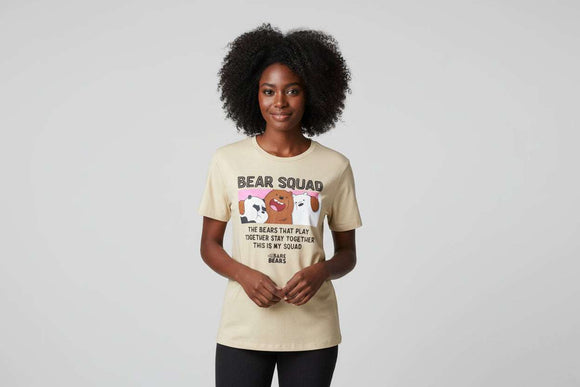 Beige We Bare Bears Printed T Shirt Nawao.com