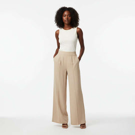 Beige Wide Leg Trouser Nawao.com