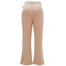 Beige Wide Leg Trousers With Self Belt Detail Nawao.com