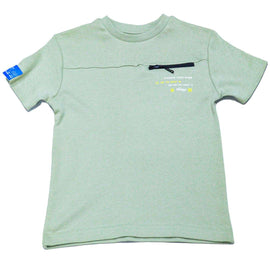 Beige Zip Pocket Paneled Short Sleeve T Shirt Nawao.com