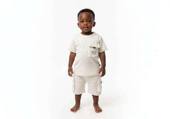Biege Living Moment Tshirt And Short Set Beige Nawao.com