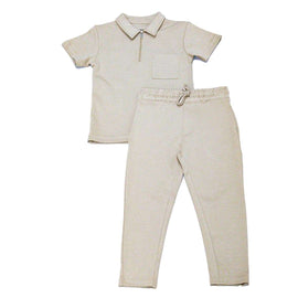 Biege Zipper Polo with Pant Nawao.com