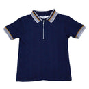 Bjr Navy Jacquard Polo T Nawao.com