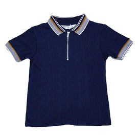 Bjr Navy Jacquard Polo T Nawao.com