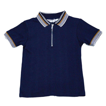 Bjr Navy Jacquard Polo T Nawao.com