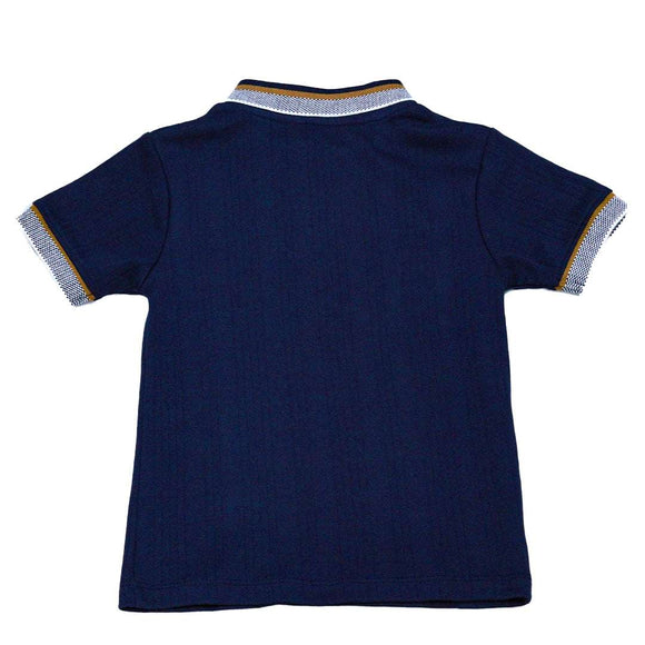 Bjr Navy Jacquard Polo T Nawao.com
