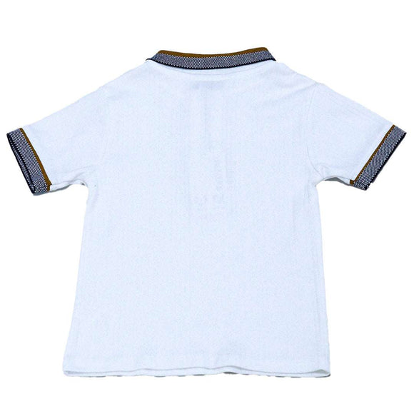 Bjr White Jacquard Polo T Shirt Nawao.com