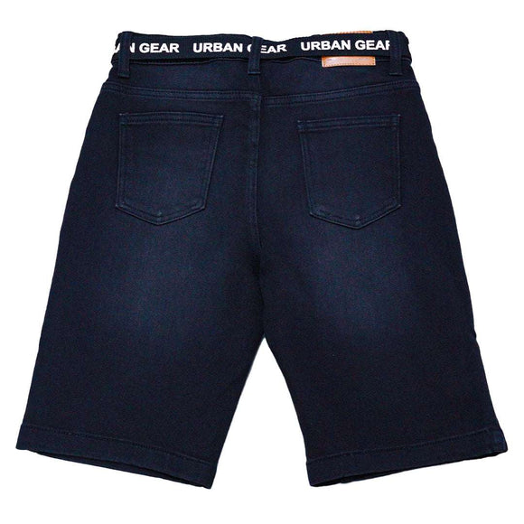 Black 5 Pocket Belted Denim Shorts Nawao.com