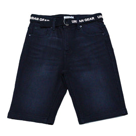 Black 5 Pocket Belted Denim Shorts Nawao.com
