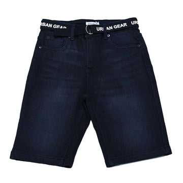 Black 5 Pocket Belted Denim Shorts Nawao.com