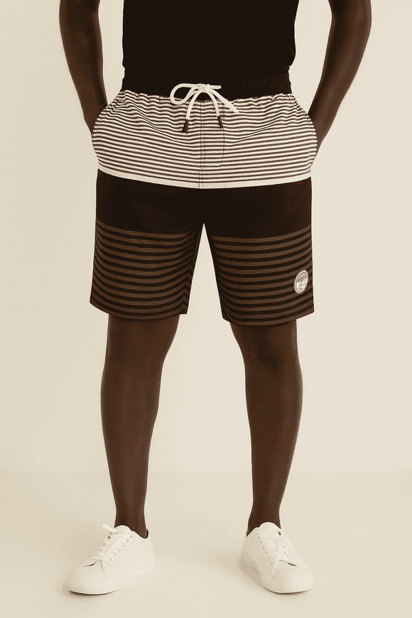 Black Aop Printed Shorts Nawao.com