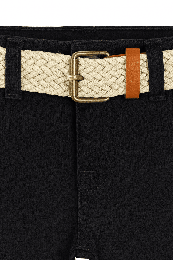 Black Belted 5 Pocket Jeans Nawao.com