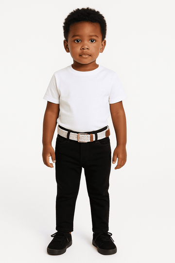 Black Belted 5 Pocket Jeans Nawao.com