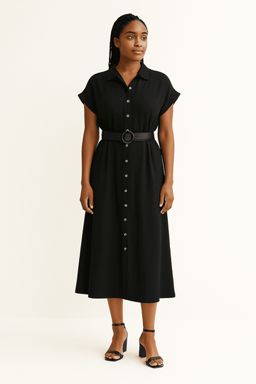 Black Belted Dress Nawao.com