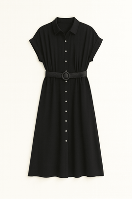 Black Belted Dress Nawao.com