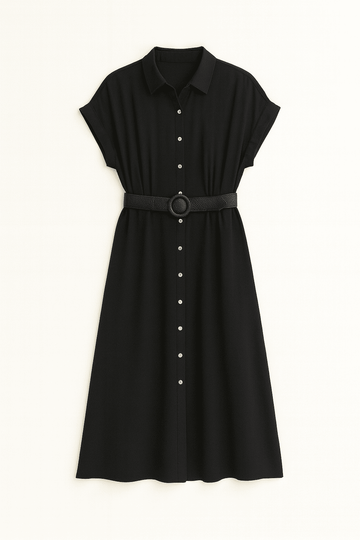 Black Belted Dress Nawao.com