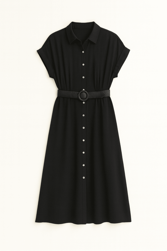 Black Belted Dress Nawao.com