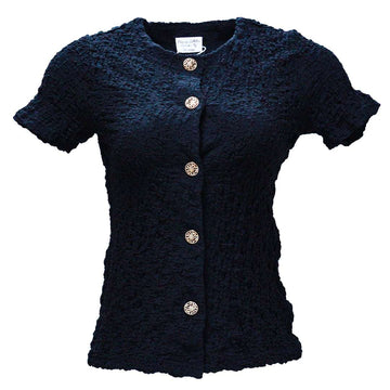BLACK BUTTON DOWN TOP BLACK Nawao.com