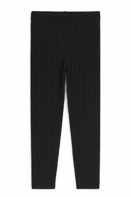 Black Cable Knit Leggings Nawao.com